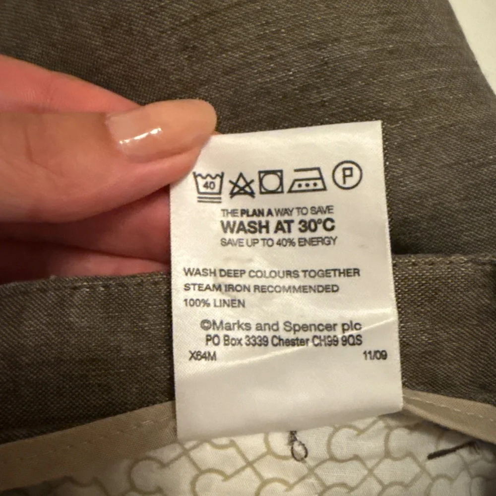 Marks and Spencer Collezione Brown Grey Linen Pants